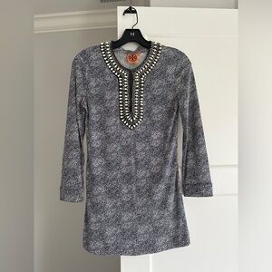 Tory Burch Black and White Beaded Top